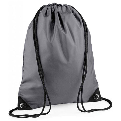 Bagbase premium gymsac, grey, custom printed, personalised