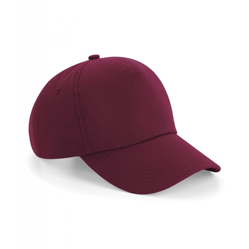 Beechfield authentic 5 panel cap, burgandy, custom printed, personalised