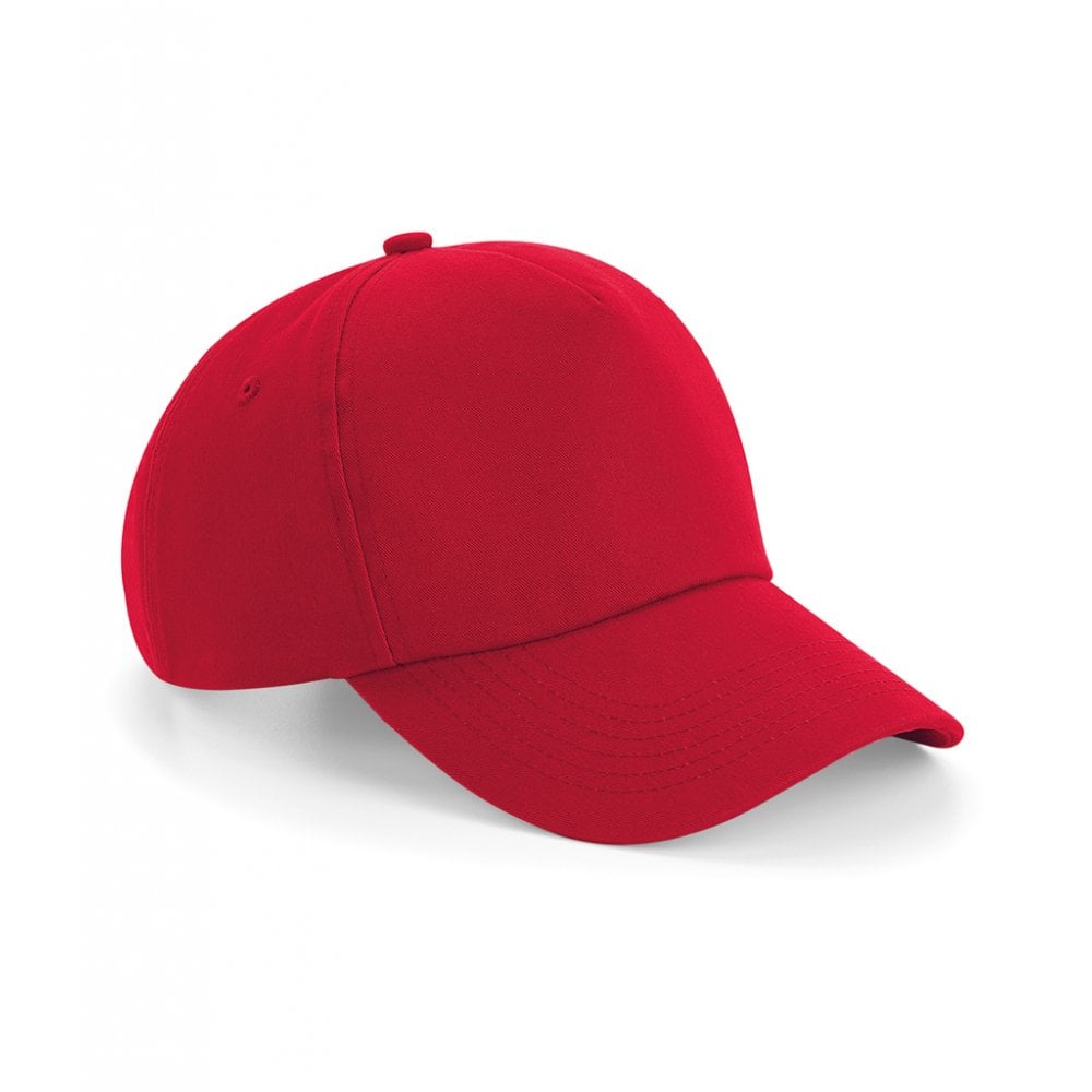 Beechfield authentic 5 panel cap, red, custom printed, personalised