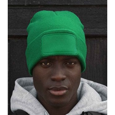 Beechfield printers beanie, kelly green, custom printed, personalised