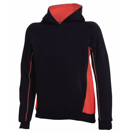Finden & Hales Kids Contrast Hooded Sweatshirt, Black/Red, Custom Print