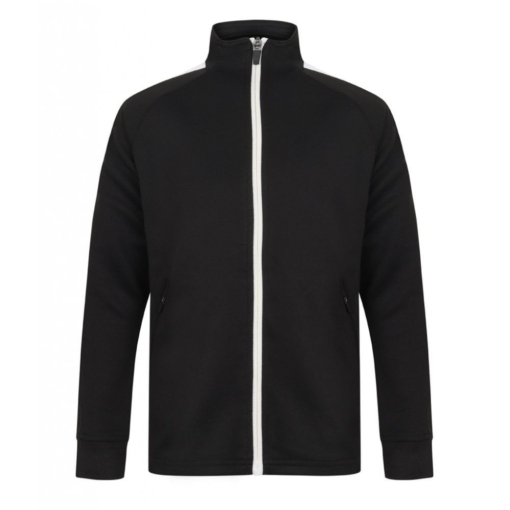 Finden & Hales Kids Knitted Tracksuit Top, Black/White, Custom Print 