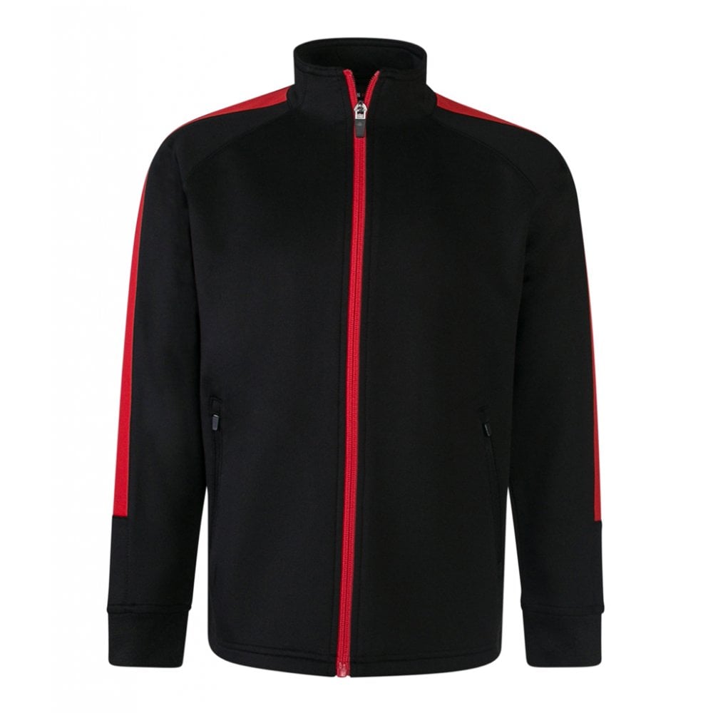 Finden & Hales Kids Knitted Tracksuit Top, Black/Red, Custom Print 