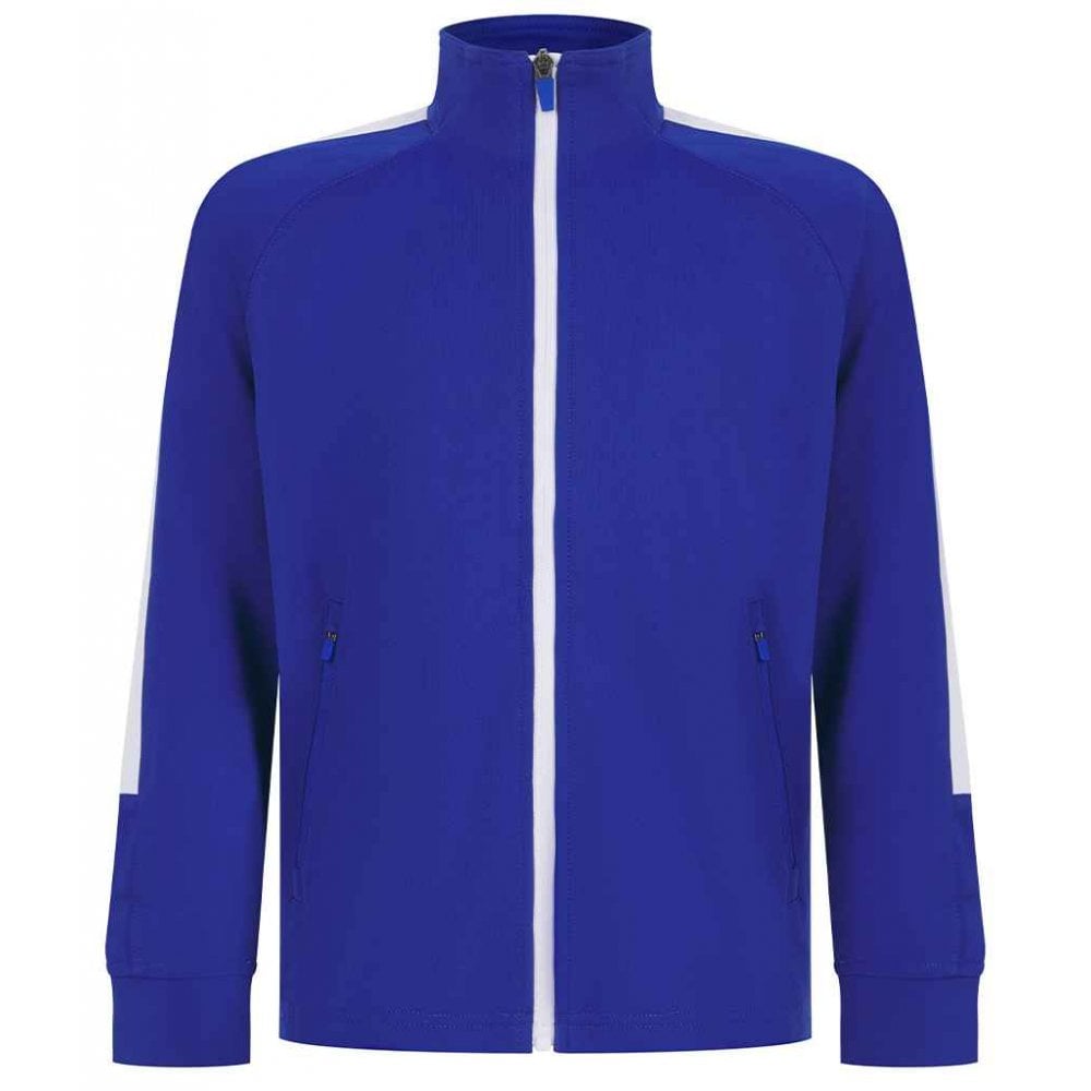 Finden & Hales Kids Knitted Tracksuit Top, Royal/White, Custom Print 