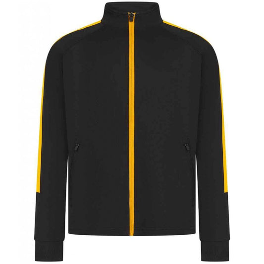 Finden & Hales Kids Knitted Tracksuit Top, Black/Gold, Custom Print 