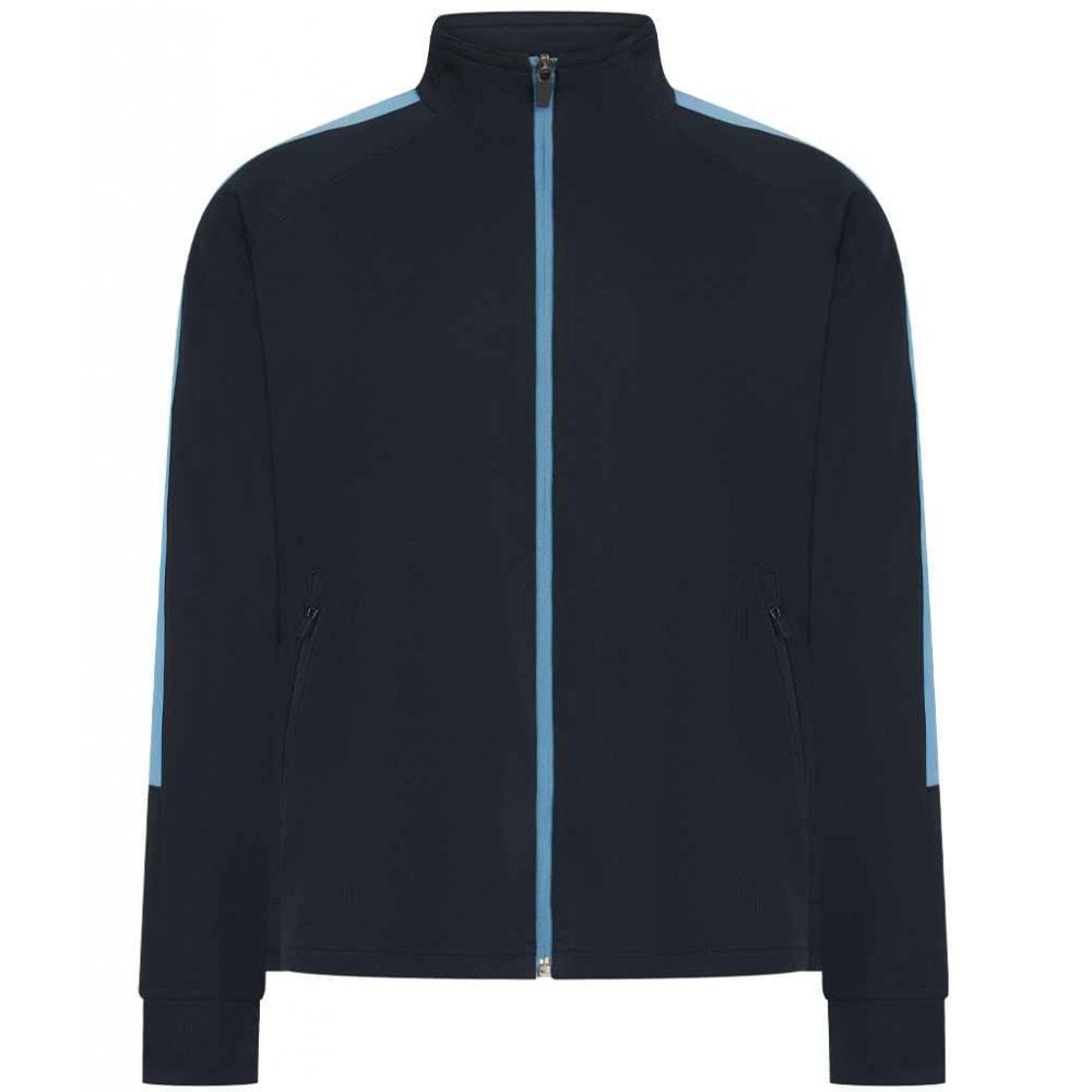 Finden & Hales Kids Knitted Tracksuit Top, Navy/Sky Blue, Custom Print 