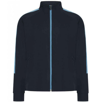 Finden & Hales Kids Knitted Tracksuit Top, Navy/Sky Blue, Custom Print 