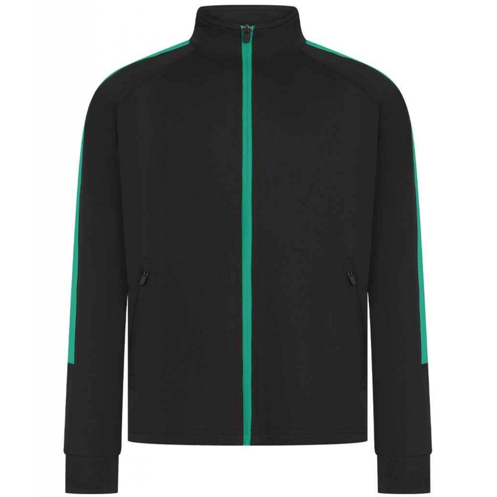 Finden & Hales Kids Knitted Tracksuit Top, Black/Emerald, Custom Print 