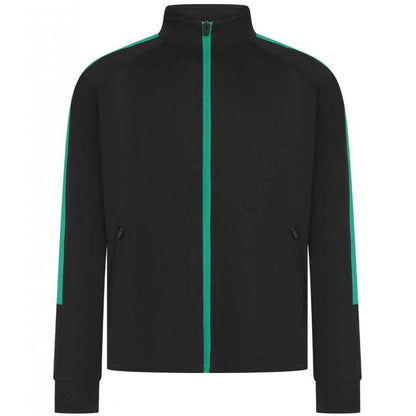 Finden & Hales Kids Knitted Tracksuit Top, Black/Emerald, Custom Print 