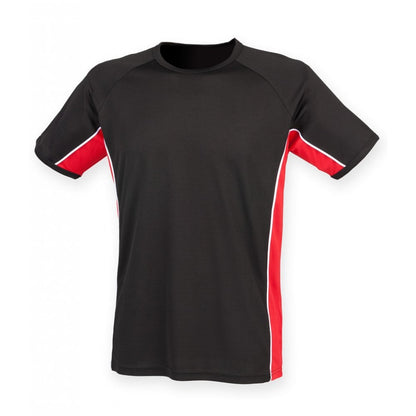 Finden & Hales Performance Panel T-Shirt, Black/Red/White, Custom Print