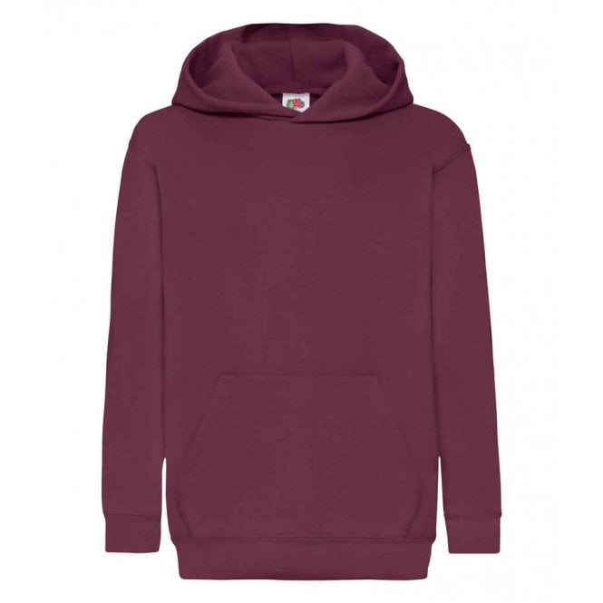 Fruit of the Loom kids hooded sweatshirt, burgandy, custom printed, personalised