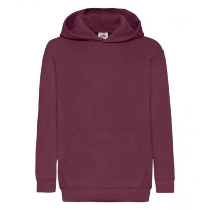 Fruit of the Loom kids hooded sweatshirt, burgandy, custom printed, personalised