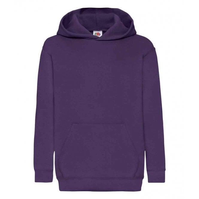 Fruit of the Loom kids hooded sweatshirt, purple, custom printed, personalised