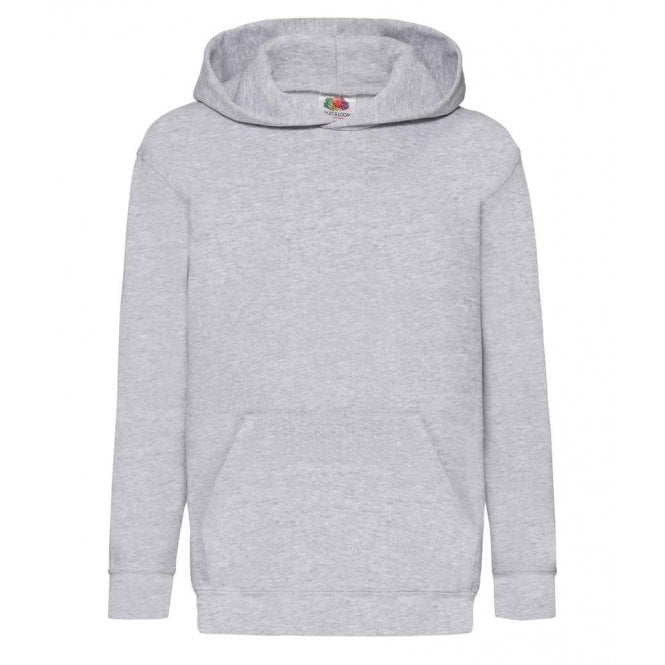 Fruit of the Loom kids hooded sweatshirt, heather grey, custom printed, personalised