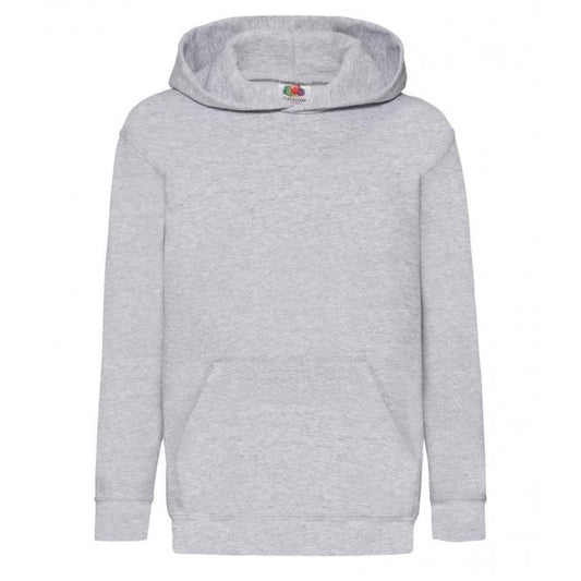 Fruit of the Loom kids hooded sweatshirt, heather grey, custom printed, personalised