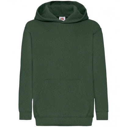 Fruit of the Loom kids hooded sweatshirt, bottle green, custom printed, personalised