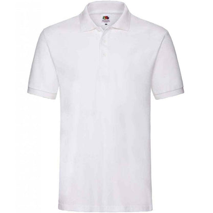Fruit of the Loom premium cotton picque polo shirt, white, for custom printing, personalisation