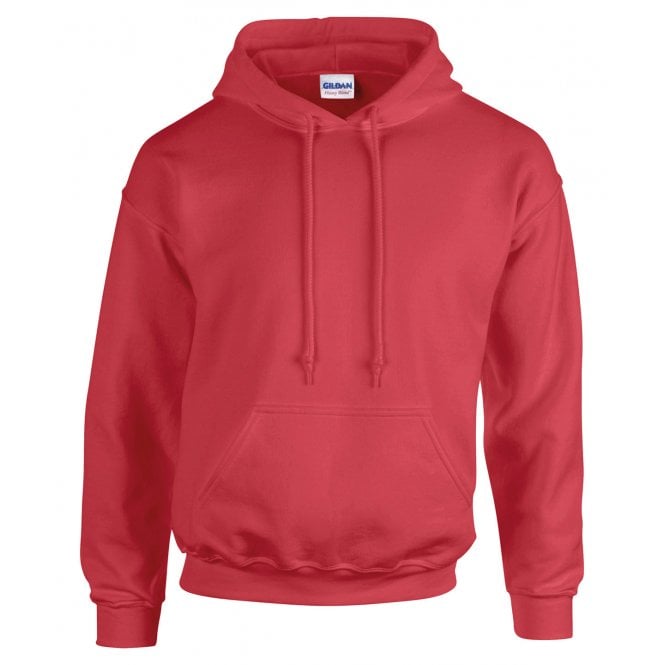 Gildan heavy blend hooded sweatshirt, antique cherry red, custom printed workwear