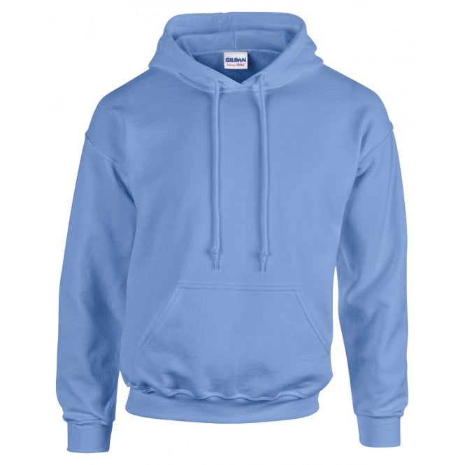Gildan heavy blend hooded sweatshirt, light blue, custom printed workwear