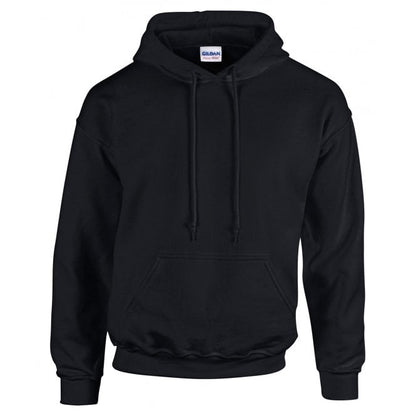 Gildan heavy blend hooded sweatshirt, black, custom printed workwear