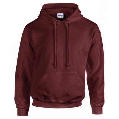 Gildan heavy blend hooded sweatshirt, maroon, custom printed workwear