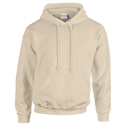 Gildan heavy blend hooded sweatshirt, sand, custom printed workwear