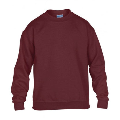Gildan kids heavy blend drop shoulder sweatshirt, maroon, custom printed, personalised