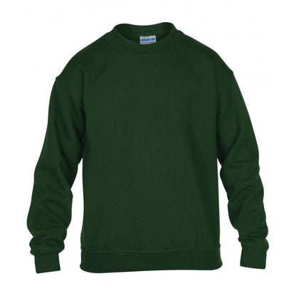 Gildan kids heavy blend drop shoulder sweatshirt, forest green, custom printed, personalised