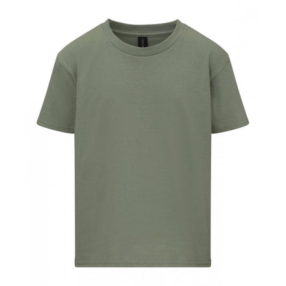 Gildan kids softstyle mideweight t-shirt, olive green, custom printed, personalised
