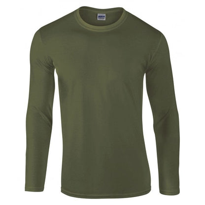 Gildan softstyle long sleeve t-shirt, military green, for custom printing