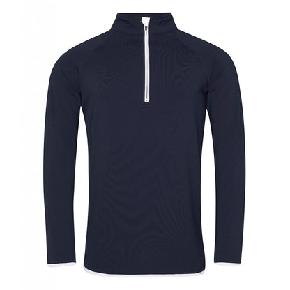 Just Cool AWDis Cool Half Zip Sweat, French Navy/Arctic White, Custom Print