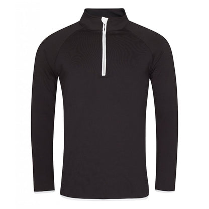 Just Cool AWDis Cool Half Zip Sweat, Jet Black/Arctic White, Custom Print