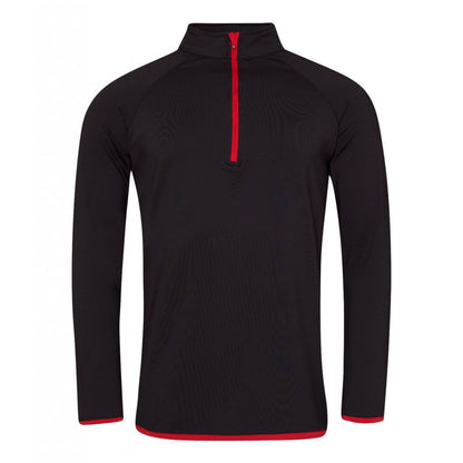 Just Cool AWDis Cool Half Zip Sweat, Jet Black/Fire Red, Custom Print