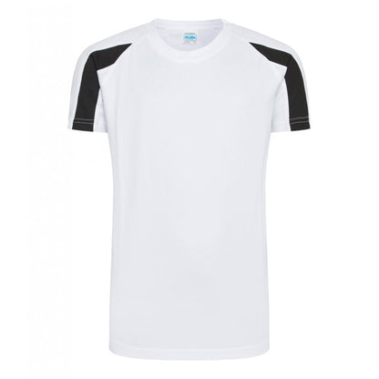 Just Cool AWDis Kids Contrast Cool T-Shirt, Arctic White/Jet Black, Custom Print