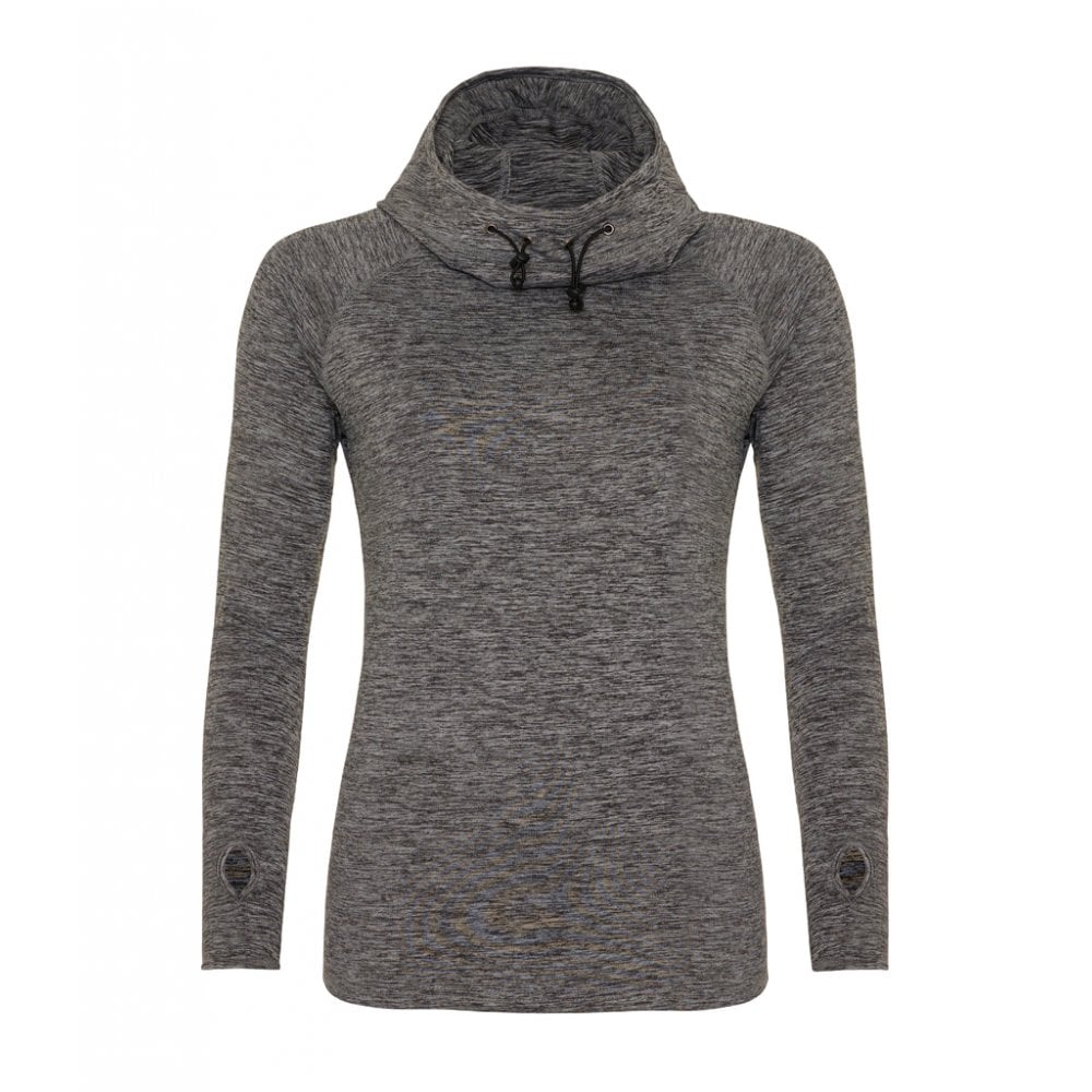 Just Cool AWDis Ladies Cool Cowl Neck Top, Grey Melange, Custom Print 