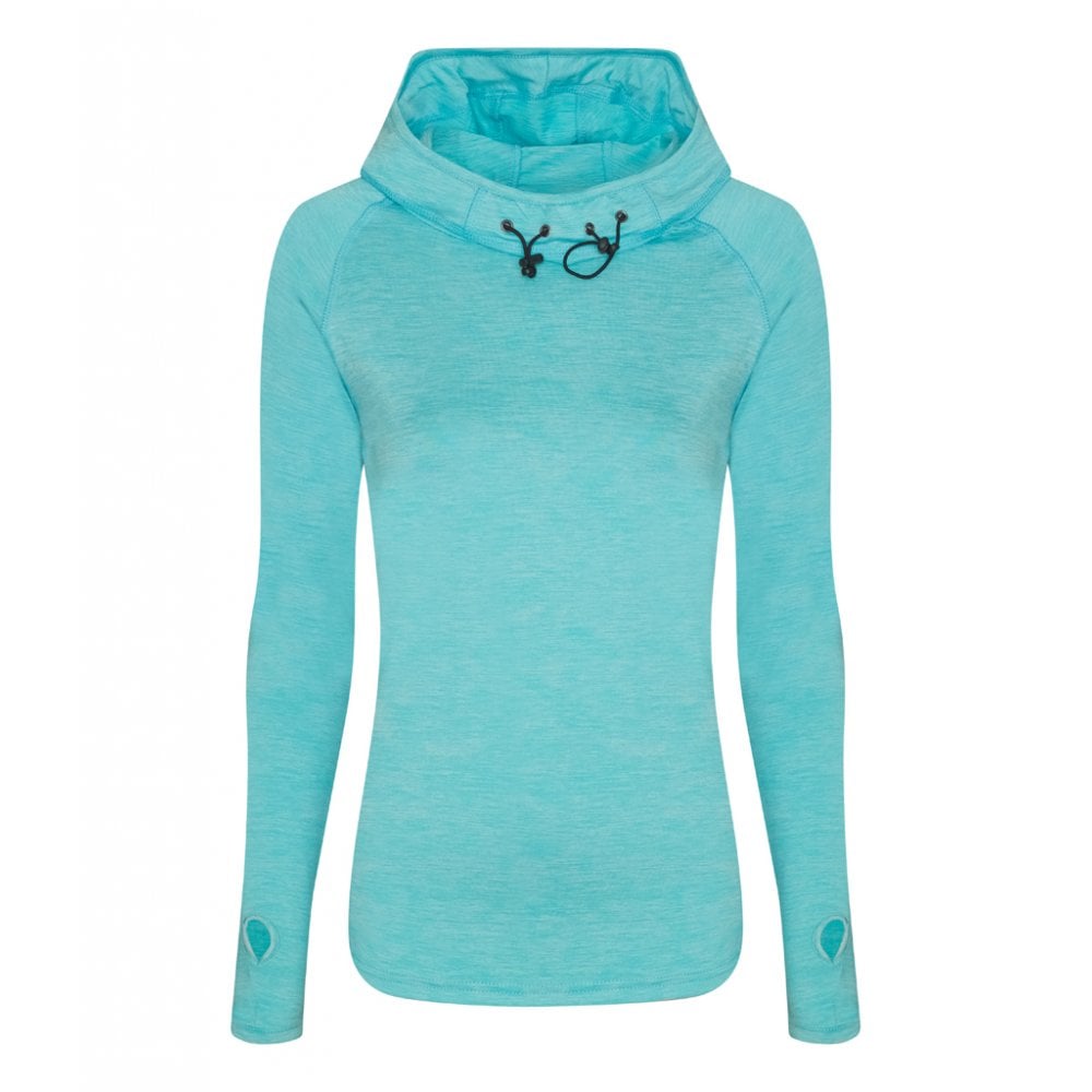 Just Cool AWDis Ladies Cool Cowl Neck Top, Ocean Melange, Custom Print 