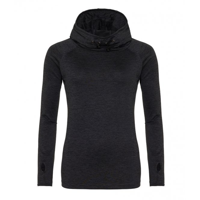 Just Cool AWDis Ladies Cool Cowl Neck Top, Black Slate Melange, Custom Print 