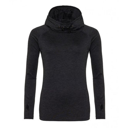 Just Cool AWDis Ladies Cool Cowl Neck Top, Black Slate Melange, Custom Print 