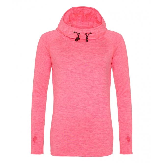 Just Cool AWDis Ladies Cool Cowl Neck Top, Electric Pink Melange, Custom Print 