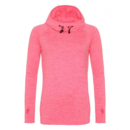 Just Cool AWDis Ladies Cool Cowl Neck Top, Electric Pink Melange, Custom Print 