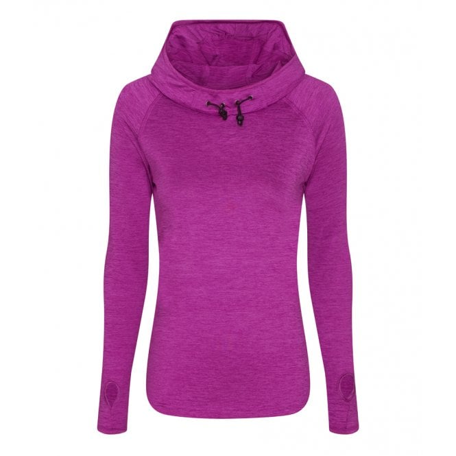 Just Cool AWDis Ladies Cool Cowl Neck Top, Raspberry Melange, Custom Print 