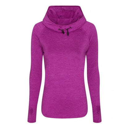 Just Cool AWDis Ladies Cool Cowl Neck Top, Raspberry Melange, Custom Print 