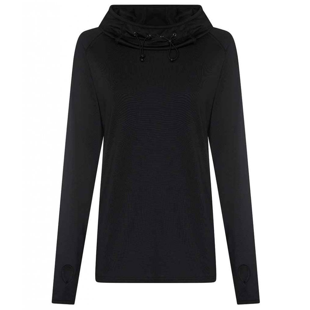 Just Cool AWDis Ladies Cool Cowl Neck Top, Jet Black, Custom Print 