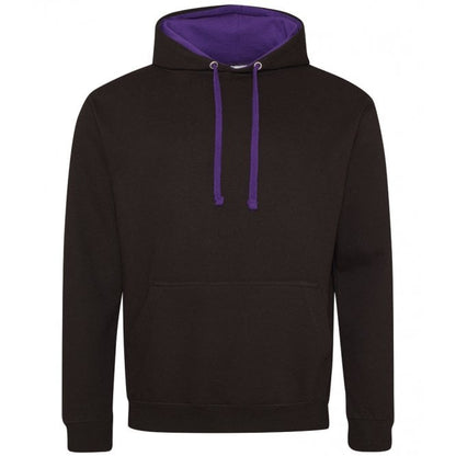 Just hoods awdis varsity hoodie black/purple, custom printed, personalised