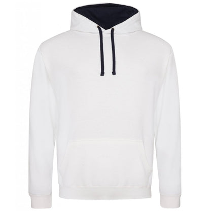 Just hoods awdis varsity hoodie white/navy, custom printed, personalised