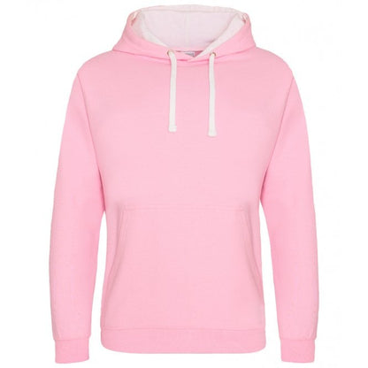 Just hoods awdis varsity hoodie pink/white, custom printed, personalised