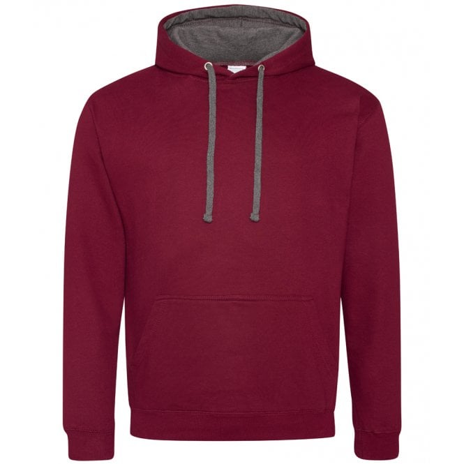 Just hoods awdis varsity hoodie burgandy/grey, custom printed, personalised