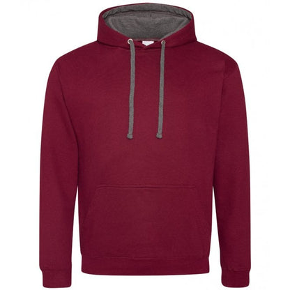 Just hoods awdis varsity hoodie burgandy/grey, custom printed, personalised
