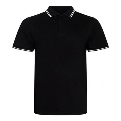 AWDis stretch tipped piqué polo shirt black/white custom print