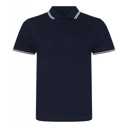 AWDis stretch tipped piqué polo shirt navy/white custom print